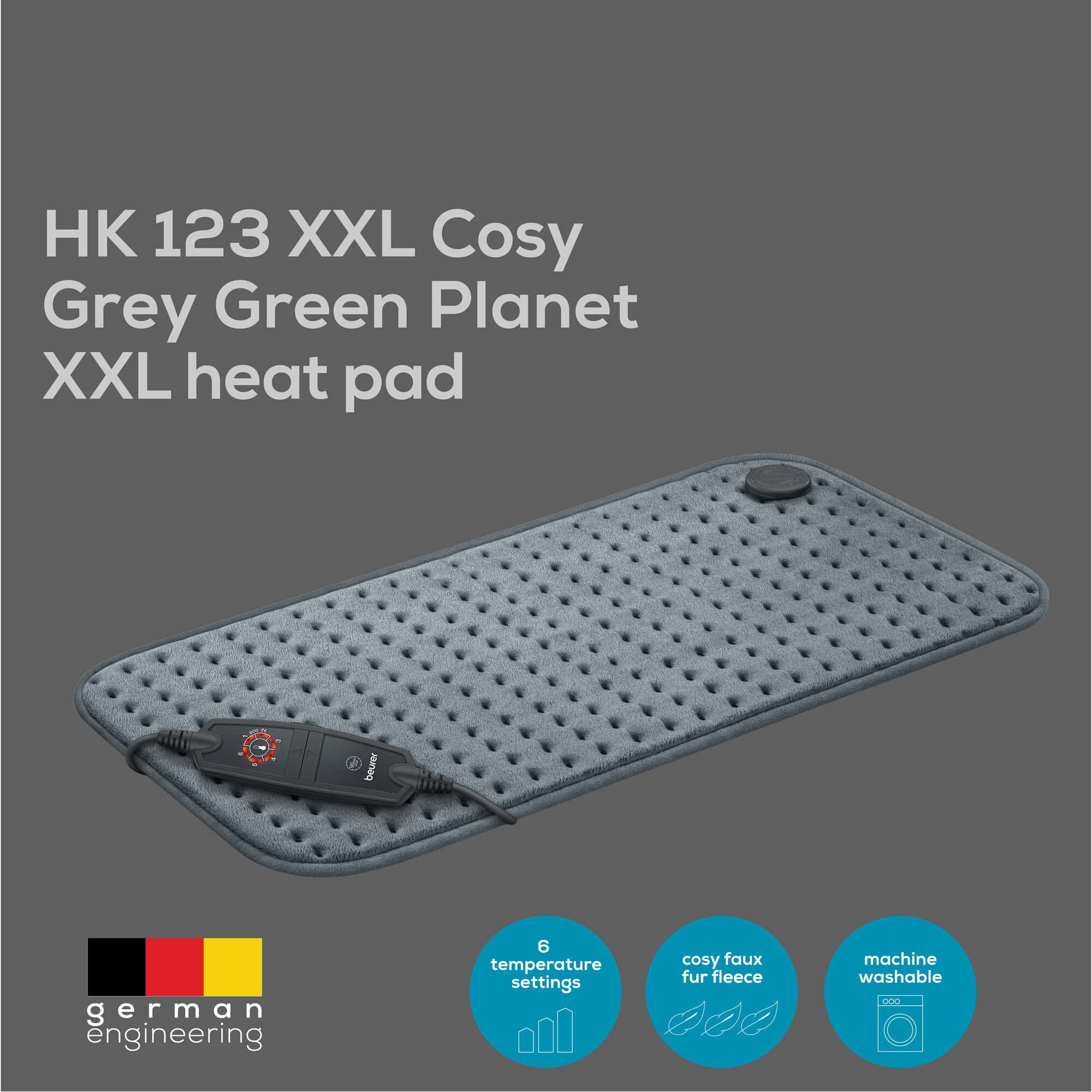 beurer hk 123 xxl cosy grey green planet xxl heat pad